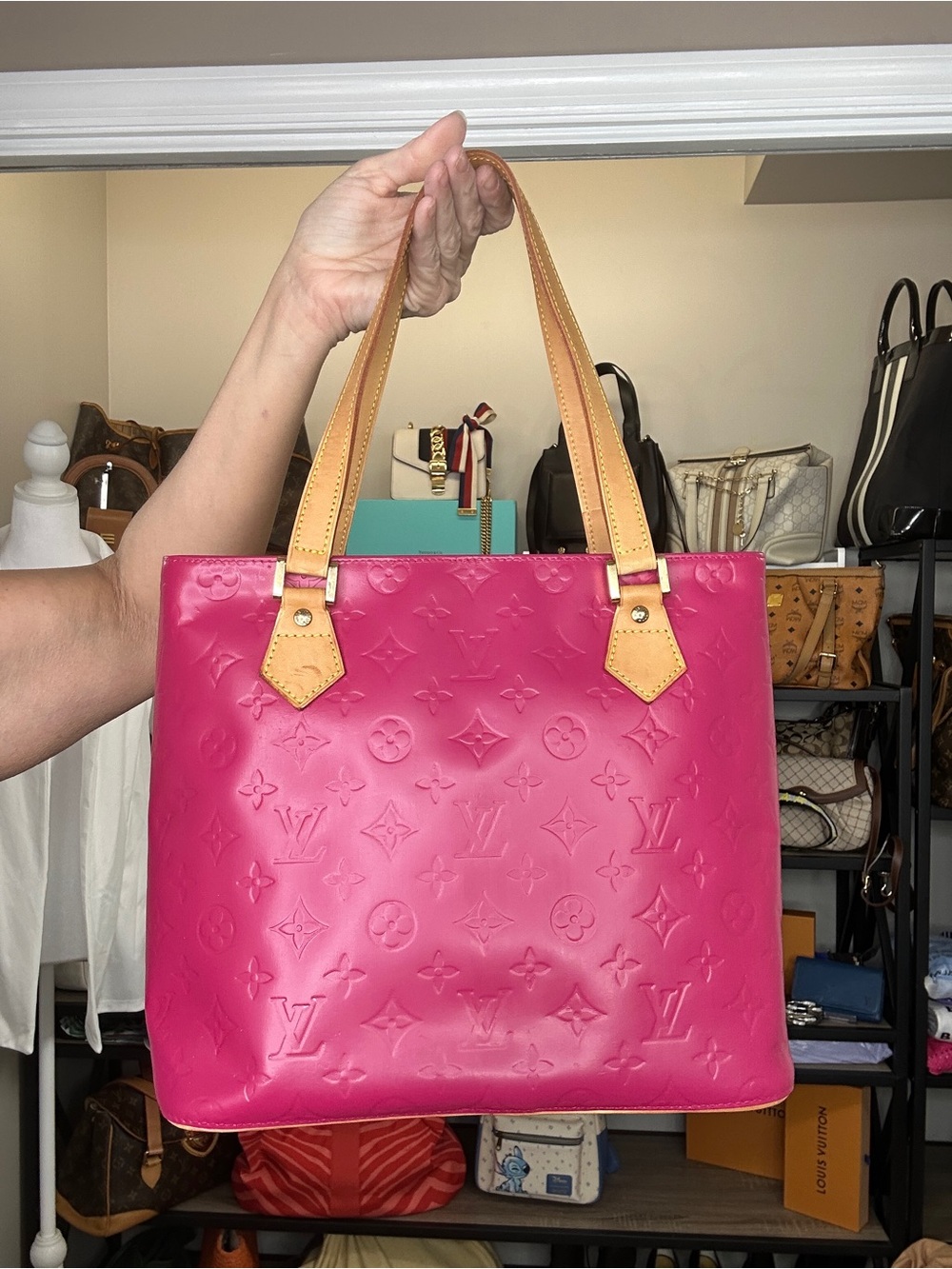 Louis Vuitton Vernis Houston Tote Custom Raspberry LM0042 April 2002 w/ COA - Picture 4 of 14